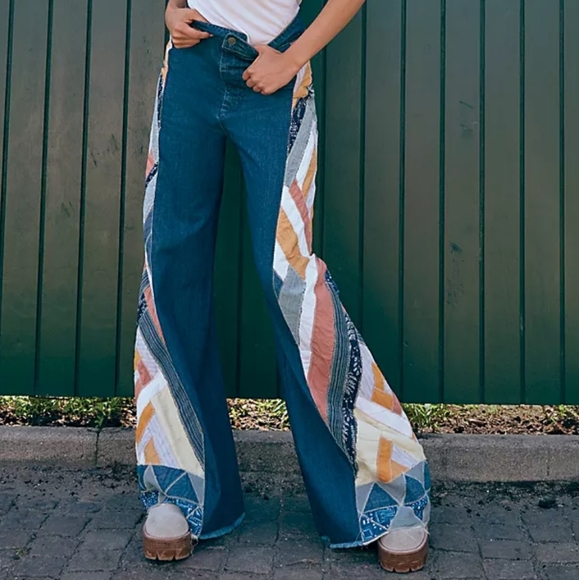 Free People Denim - Free People Stick By Your Side Patched Patchwork Jeans